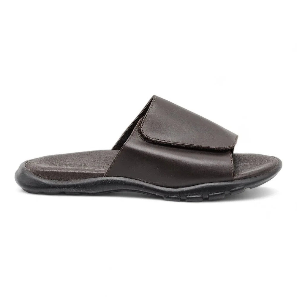 Zegna Men's Leather Slides Sandals in Brown $950 12US